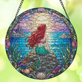 Mermaid Stained Glass Window Hanging Suncatcher - Ocean Fantasy Wall Decor