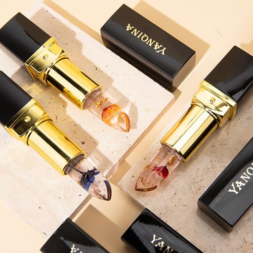 Color Changing Flower Lipstick - Black Tube Blue - pH-Activated Hydrating Lip Balm