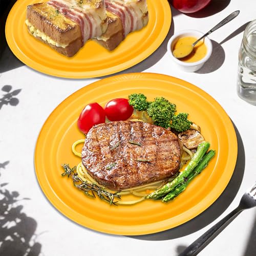 Yellow Disposable Oval Plastic Plates - 50 Count, 10x12 Inch Partyware