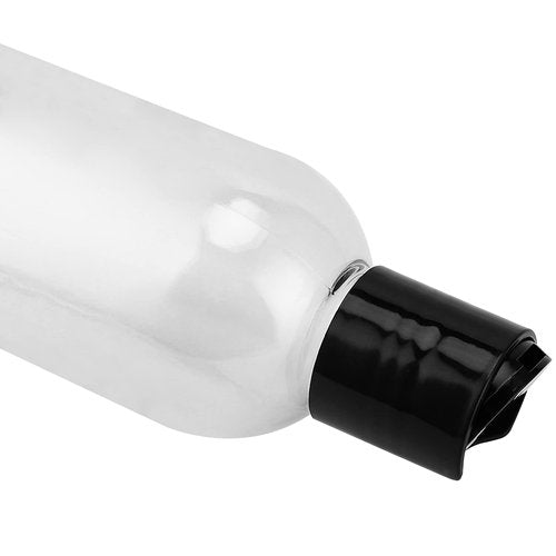 MUKLEI 40 Pack 8 Oz Plastic Bottles with Disc Top Caps, Refillable Clear Travel Squeeze Lotion Bottles Containers with Black Bulk Disc Cap for Shampoo, Body Wash, Creams, Soap