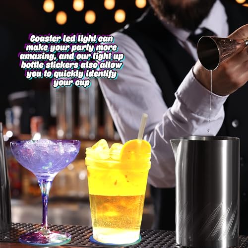 54 Pack LED Light Up Drink Coasters - Glow Luminescent Cup Coasters for Parties and Weddings - Color Style 1