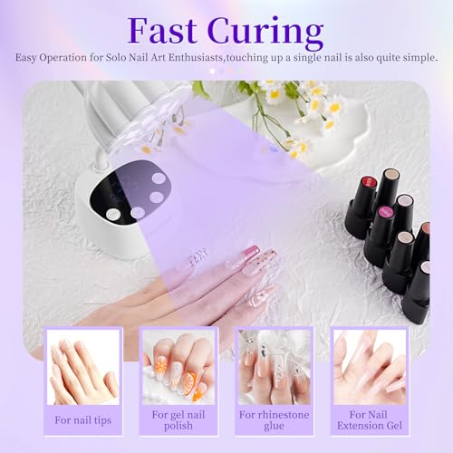 Portable White UV LED Nail Lamp with Gooseneck, Auto Sensor & 4 Timers