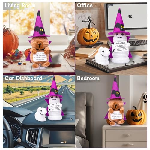 Halloween Support Cucumber Witch Hat and Cloak Doll with Knitted Potato Toy - Brown