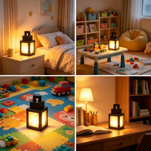 Pixel Lantern Night Light - 16-Color USB Rechargeable Wall Lamp with Remote, Bedside & Gaming Decor