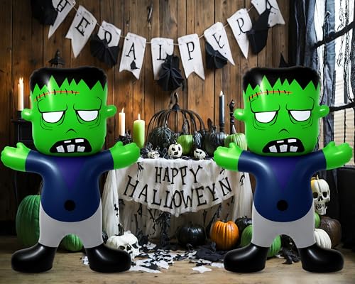 Halloween Inflatable Decorations - 2 Pack, 3.6 Ft Green Balloons Yard Decor - Indoor & Outdoor