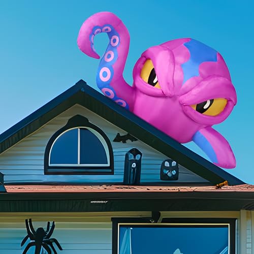 Inflatable Halloween Octopus Decoration with LED Lights - 6.2 x 4.4 ft, Outdoor Yard & Window Decor
