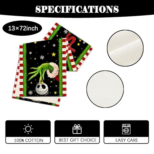 Christmas Table Runner 13x72 Inch Holiday Home Decor Linen