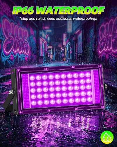 50W Black Light Bulbs 2 Pack for Halloween Glow Party Outdoor Indoor IP66 Waterproof
