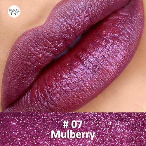 KYDA Mulberry Purple Shimmer Lipstick - Metallic Glitter Lip Color for Women