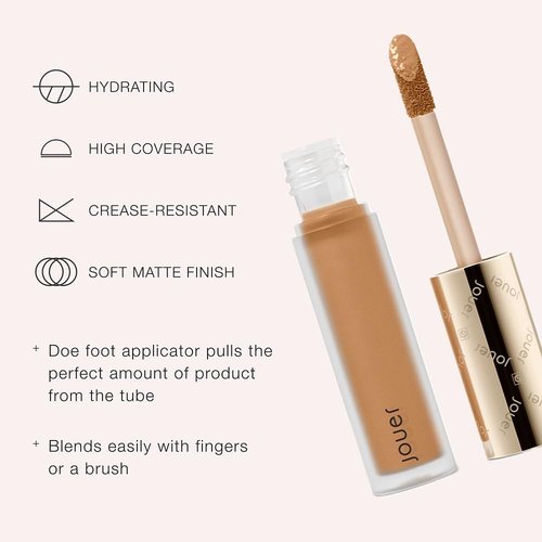Jouer Essential High Coverage Liquid Concealer - Soft Matte Finish for Dark Circles | Creme Brulee
