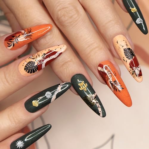 Ocean Theme Nail Art Charms Set - Silver & Gold Disc 2-Piece, 12 Styles, Beach & Seashells