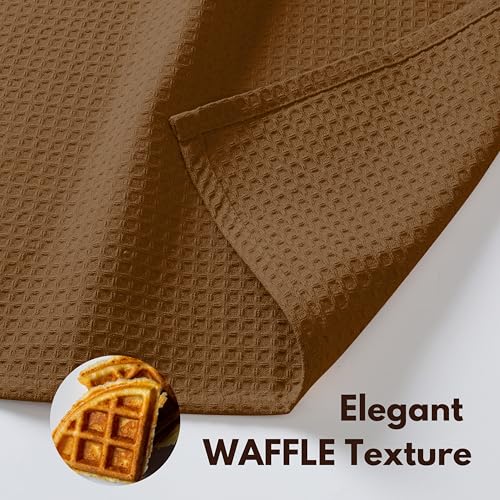 Brown 12x12 Inch Waffle Dish Cloths 18 Pack - Cotton Absorbent Kitchen Towels