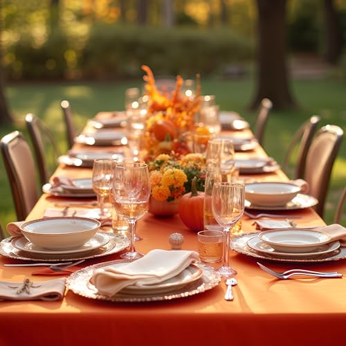 Rust Fitted Tablecloth for 8ft Tables - 4-Pack, 30x96 Inch, Fall Festival Decor