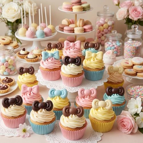 Mini Silicone Bow Molds for Cake Decorating Candy Chocolate & Crafts - 4 Pack