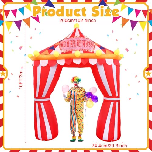 10ft Circus Inflatable Arch Halloween Carnival Party Decoration with LED Lights