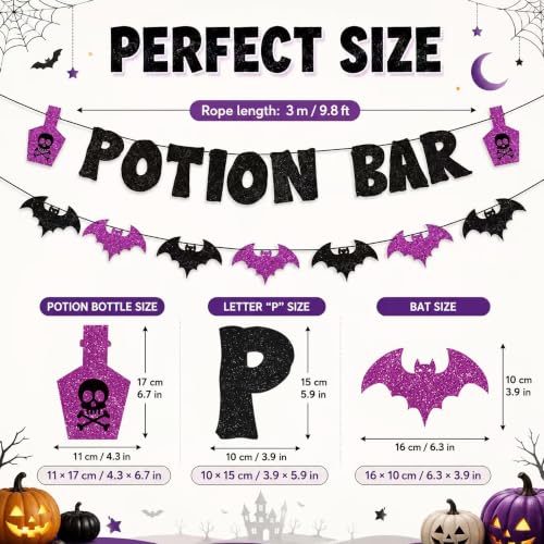 Halloween Banner and Bat Garland Decor - Spooky Party Decorations for Indoor & Outdoor Use
