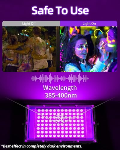 100W Black Light LED Flood Light 2 Pack Waterproof for Glow Parties, Halloween