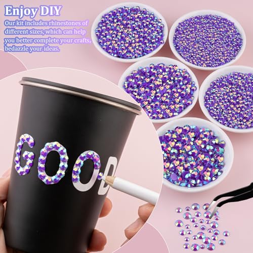 Dark Purple AB Resin Rhinestones 25000 Pcs for Crafting & DIY Projects - Large Pack + Glue