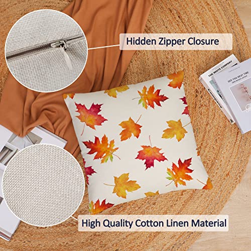 20x20 Inch Fall Pillow Cover Set of 4 Pumpkin Leaves Thanksgiving Decor