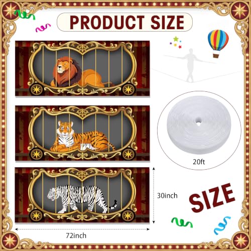 Circus Themed Party Table Skirt Set - 3 Pack, 6ft Carnival Decorations, Halloween