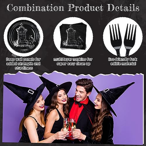 30th Birthday Party Supplies Tableware Set for 24 Guests - Black & White RIP to 20s Theme