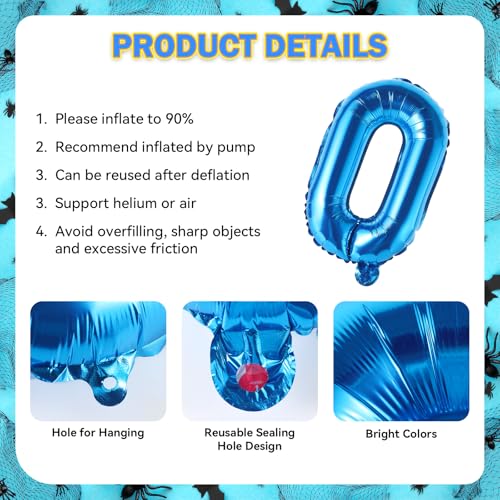 Blue Halloween Baby Shower Decorations Set with Banners Balloons & Stickers - Little Boo
