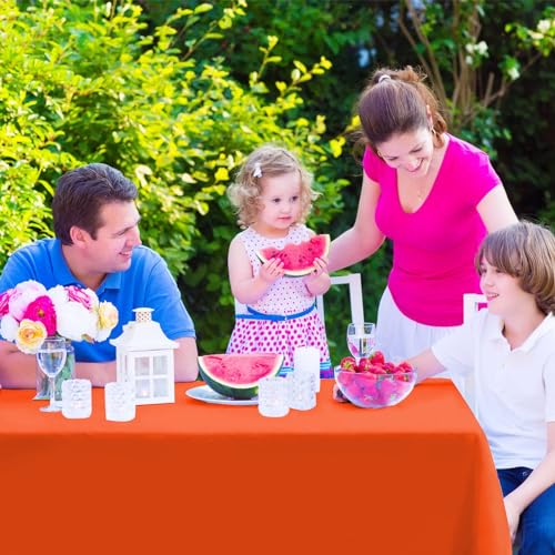 Orange Disposable Plastic Tablecloths 54x108 Inches - 2 Pack, Rectangle