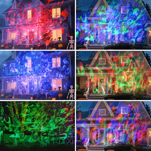 Outdoor Halloween RGBW Ocean Wave Projector Light with Remote & Timer - Black / 1