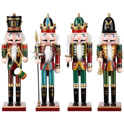 12-Inch Wooden Nutcracker Figures Set - Christmas Decor, Holiday Gift