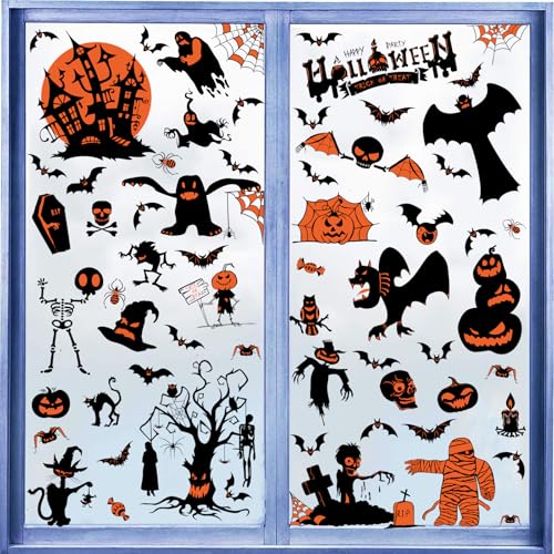Halloween Window Clings - Ghosts Pumpkins Zombies Decor Set - Variation of THIS listing