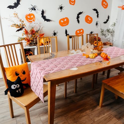 Pink Ghost Halloween Table Runner 13x72 Inch Fall Kitchen & Dining Decor - Ghost Variation