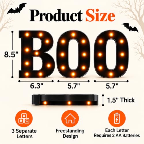 Halloween Decorations Indoor – “Boo” LED Marquee Light Up Letters