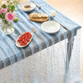 Horaldaily Light Blue Gold Star Gauze Tablecloth 60x84 Inch Rectangular