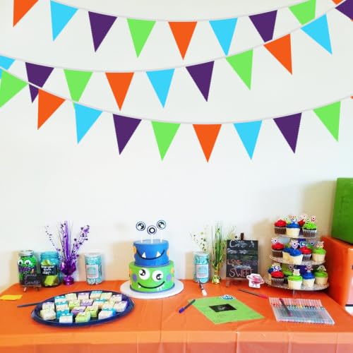 Fabric Bunting Banner 40Ft Kids Party Decorations - Colorful Triangle Flags