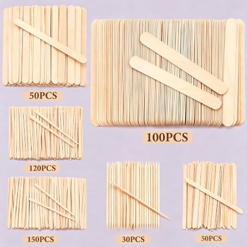Wax Applicator Sticks 500 Pcs Assorted Sizes for Body Legs Face & Crafts