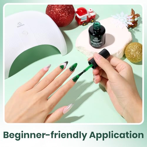 Beetles Green Gel Nail Polish - Glitter & Flakie Effect, 15ML - EverGleam