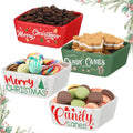 Christmas Candy Bowls Set - Ceramic Mini Square Dish with Holiday Patterns - 4 Pcs