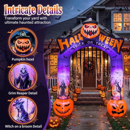 10 FT Halloween Inflatable Archway with LED Lights for Outdoor Lawn Decor