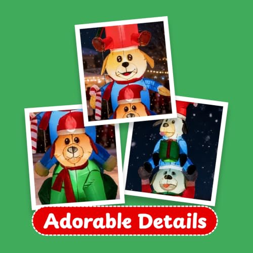 9FT Inflatable Christmas Dogs Stack with LED Lights, Outdoor Holiday Yard Decor