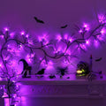 9FT Halloween Garland with Purple LED Lights & Bats - Indoor Spooky Decor, Battery Operated