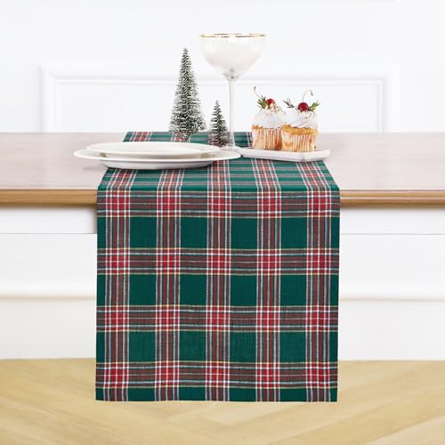 Pure Linen Green Table Runner 14 x 90 Inches - Handmade Dining Decor Variation of Green / 14 X 90 Inch