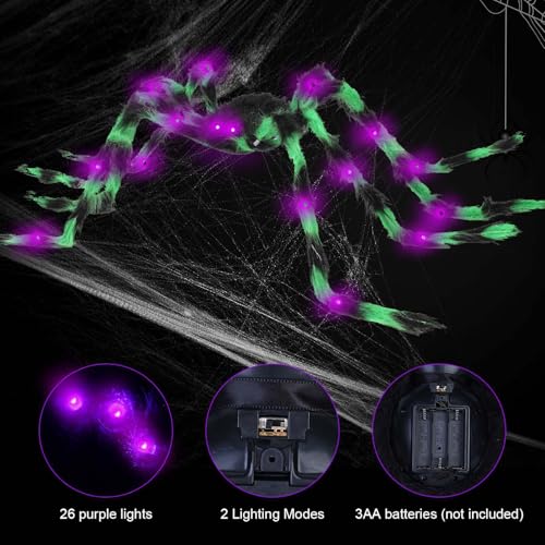 Halloween Spider Decorations Light Up 4ft Giant Spider Set - Variation of HalloweenA