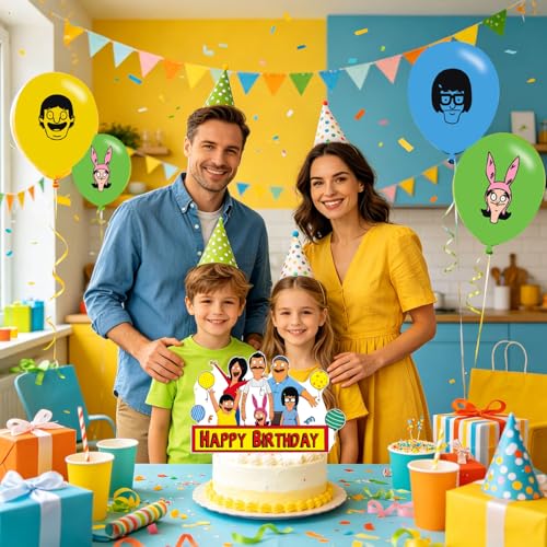 Bobs Burgers Birthday Party Decorations Set with Balloons & Backdrop - Kids Cartoon Theme