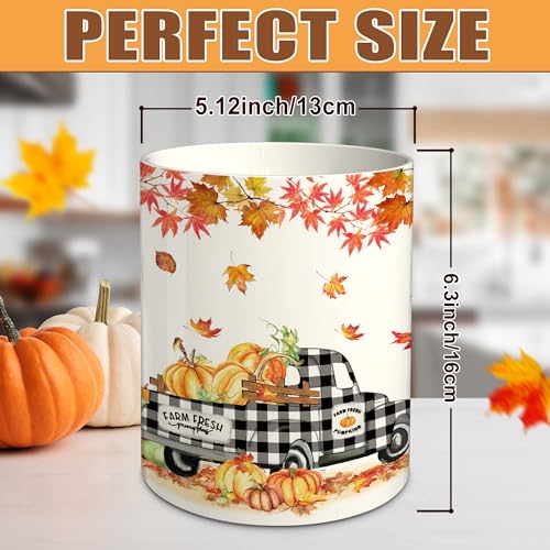 Fall Kitchen Decor Ceramic Truck Pumpkin Utensil Holder - Fall Truck Variation