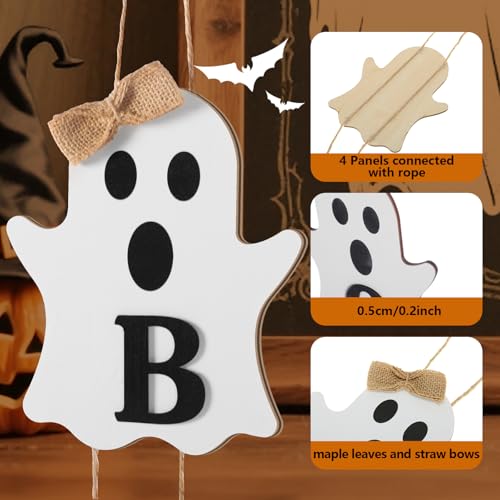 Vicenpal Halloween Boo Ghost Wooden Door Hanger Sign - Classic Variation