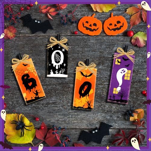 Britimes Halloween Ghost Bat Sign Tiered Tray Decor - BOO! Variation