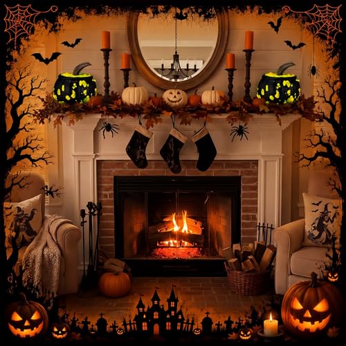 Halloween Witch Cauldron Pumpkin Decor with Neon Bubbles - Indoor Outdoor