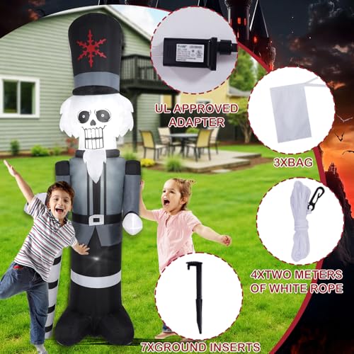A-9FT Grey Soldier Inflatable Decoration with LED Lights for Outdoor Yard Halloween Christmas