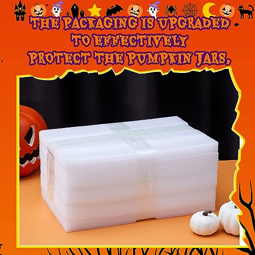Glass Pumpkin Candy Jar with Lid - Large Amber Halloween Decor, 17x17.5cm