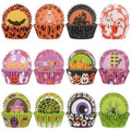 Halloween Pack of 600 Cupcake Liners - Disposables with 12 Styles for Party & Baking